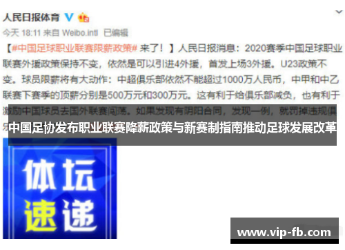 中国足协发布职业联赛降薪政策与新赛制指南推动足球发展改革