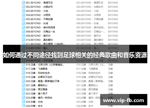 如何通过不同途径找到足球相关的经典歌曲和音乐资源